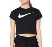 Nike W NSW SWSH Top Crop SS T-Shirt Femme, Black/White, FR : 2XL (Taille Fabricant : 2XL)