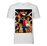 T-Shirt Homme Col Rond Luffy Shank Ace Gold Roger One Piece Manga