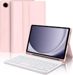 Étui Avec Clavier Samsung Galaxy Tab A9, Clavier Samsung Galaxy Tab A9 8.7"" 2023, Samsung Galaxy Tab A9 Coque Avec Clavier Italien, Clavier Bluetooth-5.0 & Slim Smart Cover, Rose