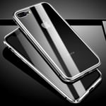 iPhone 8 plus / 7 plus 360 graders magnetiskt skal m. Glass Front & Back - Silver / Black