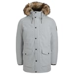 Jack & Jones Mens Parka Coat Fur Hood Long Sleeve Zipper Coat for Men, XS to 2XL