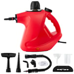 TANGZON 1050W Mini Handheld Steam Cleaner, 250mL Household Multipurpose Steamer with 9 Accessories, Electric Cleaning Steamer for Window, Sofa and Auto (Red)