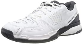 Wilson Unisex Tennis Shoes, Rush Comp LTR Cc, White/White/Grey, Size 4.5, Synthetic, for Clay Courts, All Levels, Wrs325220E045