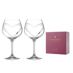 DIAMANTE Heart Gin Copa Glass Pair Heart Gin Crystal Glasses – ‘Hearts’ Collection Crystal Balloon Glasses Set of 2