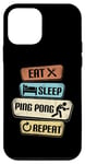 Coque pour iPhone 12 mini Eat Sleep Ping Pong Répétez un ping-pong amusant