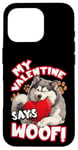 Coque pour iPhone 16 Pro Ma Saint-Valentin dit « Woof » ! Mon chien est ma Saint-Valentin