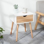 Table de Chevet avec tiroirs, Armoire Latérale, Meuble de Rangement, Style industriel, Blanc+Chêne Mondeer