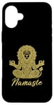 Coque pour iPhone 16 Plus Namaste Lion avec mandala amusant pour le yoga et la méditation