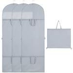 Niviy Housse Vetement Housse Robe de Mariée Fenêtre Visible de Demoiselle D'honneur Anti Poussière Etanche Mite Humidité Pliable et Portable Fermeture à Glissière Bilatéral 3pcs 60x180cm Gris