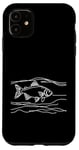 Coque pour iPhone 11 Line Art Poisson & Ichtyologiste Dorado Doré