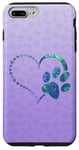 Coque pour iPhone 7 Plus/8 Plus Bleu sarcelle/violet/motif patte de chien avec empreintes de pattes