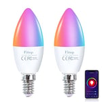 Fitop Ampoules intelligentes Alexa, Ampoule LED WiFi E14 Dimmable 4.9W 470Lm+RGB 16 Millions de Couleurs, Contrôle APP Compatible Avec Alexa/Google Home, Commande Vocale, Paquet de 2