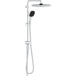 GROHE Vitalio Comfort 250 Flex - Shower System with Diverter (Square 25cm Head Shower 2 Spray Rain & SmartRain, Square 11cm Hand Shower 2 Spray: Rain & Jet, Hose 1.5m, Water Saving), Chrome, 26698001