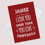 Personalised Valentines Day Anniversary Card For Him FOOTBALL Boyfriend Husband