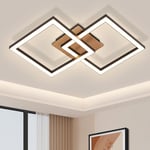 ZMH - Plafonnier led Moderne - Bois 3000K Blanc Chaud Lampe de Chambre Carré Noir 24W Lampe de Couloir pour Cuisine Salon Salle à manger Cuisine