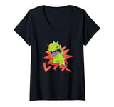 Womens Rugrats Iconic Reptar 90's Retro Vintage Big Kanji Portrait V-Neck T-Shirt