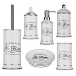 Set of 6 Le Bain Stoneware Bathroom Accessory Organiser Dispenser Tumbler Holder