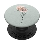 Minimalistic Grey Poppy Flower Abstract Line Art Boho PopSockets PopGrip Interchangeable