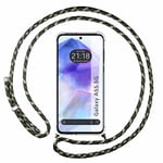 Tumundosmartphone Étui pendentif transparent pour Samsung Galaxy A55 5G avec cordon vert/doré