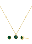 LARNAUTI Onyx Pendant Necklace & Earrings Set, Gold/Green