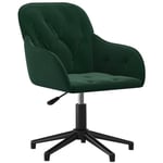 Chaise de bureau pivotante Fauteuil gamer - Chaise d'ordinateur Vert foncé Velours BV422213