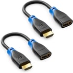 2 Pièces Extension HDMI pour Clé TV - Câble Adaptateur HDMI pour Streaming Roku Chromecast - 4K 60Hz HDR10+ pour Moniteur TV Projecteur Ordinateur Portable 10 cm Court - Noir Bleu