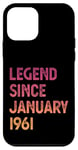 Coque pour iPhone 12 mini 64e anniversaire homme femme légende depuis janvier 1961