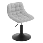 WOLTU Tabouret de Maquillage, Tabouret de Cuisine,Tabouret avec Dossier, Chaise de Coiffeuse, Chaise de Salle à Manger Pivotante, Tabouret Réglable en Hauteur, Chenille, Gris, BH408gr-1