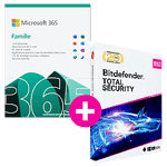 Pack Microsoft 365 Famille + Bitdefender Total Security - 3 appareils - Renouvellement 1 an