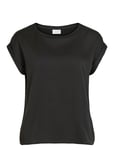 Viellette S/S Satin Top - Noos Tops T-shirts & Tops Short-sleeved Black Vila