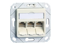 Btr E-Dat Modul 3X8(8) Upk W/O Modules - Uttag För Nedsänkt Montering - Cat 6 - Kritvit, Ral 9010 - 3 Portar