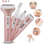 Epilateur Rasoir Electrique Femme Tondeuse 4 en 1 femmes Bikini rasoir nez sourcil tondeuse,Rose