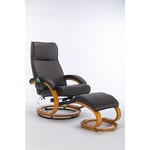 Fauteuil inclinable de massage rembourré en pu avec repose-pieds ottoman, masseur à 5 points, base en bois courbé pour salon et chambre à coucher,