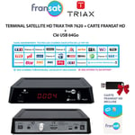 Pack Récepteur Décodeur Terminal Satellite hd triax thr 7620 + Carte fransat hd + Clé usb 64Go - Noir