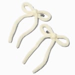 Claire's White Knit Hair Bow Clips - 2 Pack