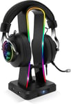 SENTINEL - SUPPORT CASQUE GAMING RGB - PORTE CASQUE GAMER MULTIFONCTION 11 EFFETS LUMINEUX - COMPATIBLE PC/PS4/CONSOLE - 4 PORTS USB - CÂBLE USB-C ET GUIDE CÂBLE SOURIS INCLUS[CLA171745]