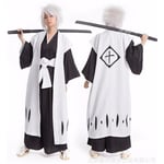 Japansk Anime Bleach Cosplay Kostym för Män Kyouraku Shunsui Kenpachi Zaraki Vit Kappa Cape Kaptenens Kappa Utan Svart Kimono 4 4 L