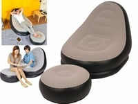 INFLATABLE DELUXE LOUNGE LOUNGER CHAIR WITH OTTOMAN FOOT STOOL SEAT RELAX COUCH