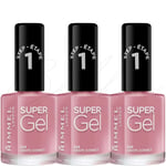 RIMMEL Super Gel High Shine Nail Polish 12ml - 023 Grape Sorbet *PACK OF 3*