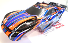 Traxxas Rustler 4x4 VXL 1/10 Truck Clipless Body Shell + Decals Orange & Blue