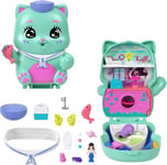 Polly Pocket Dolls and Playset, Set Sail Kitty Compact, Travel Toy with 1 Micro Doll, Pet Cats, Food & Fashion Styling Accessories, JCR37