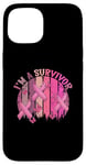 Coque pour iPhone 15 Ruban rose « Im A Survivor » pour la sensibilisation au cancer du sein