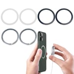 6Pack Vilbocr Universal Metal Rings Sticker for Magnetic Charger Compatible with Magsafe Magnetic Wireless Charger,Ultra-Thin Car Charger Conversion Accessories Silver,Black,White(NO Magnet)