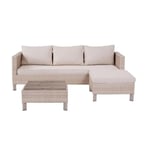 Salon De Jardin En Resine Tressee Avec Coussins - 3 Personnes - Cuba - Beige