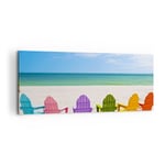 Impression sur Toile 100x40cm Tableaux Image Photo Sunbed rivage Floride Été