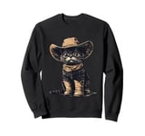 Black Cat in Cowboy Boots Sweatshirt