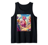 Playful Pink Dragon Exploring a Whimsical Candy Land Tank Top