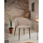 Uniqka - Vera - Chaise en tissu bouclette et pieds métal