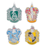 Hallmark Lot de 4 écussons de Poudlard - Décoration de Sapin Harry Potter - Décoration à Suspendre en métal - Cadeau de Noël