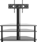 RFIVER Corner TV Stand for 32-70 inch LED LCD OLED Plasma Flat Curved TVs, Heig
